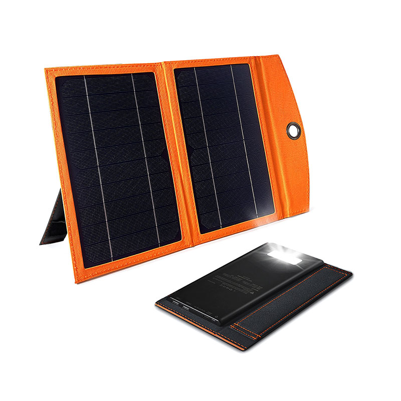 Banque d'alimentation portable 10 000 mAh avec panneaux solaires 10 W